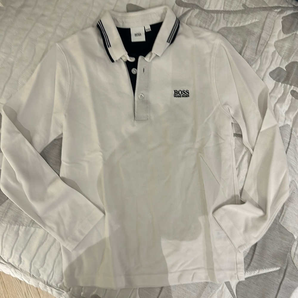 White Boss polo shirt.